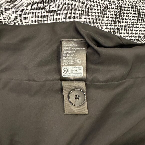 H&M Checked Pattern Double-Breasted Midi-Length Blazer Jacket (Grey/Black/White) - Picture 14 of 16